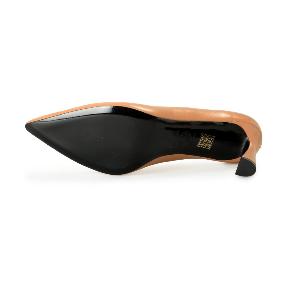 Versace Women's Gold Medusa Brown 100% Leather Heeled Pumps Shoes US 11 IT 41 - Picture 6 of 8